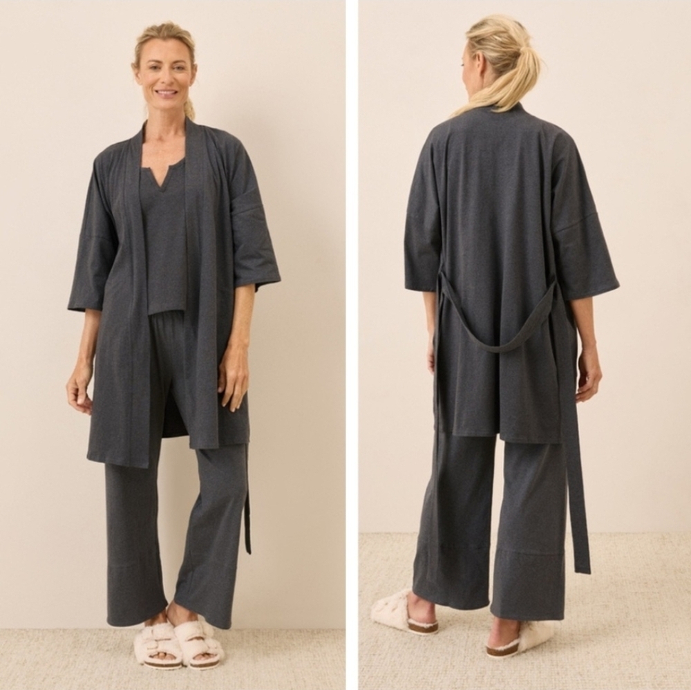 Pact Organic | Staycation Short Robe in Heather XS